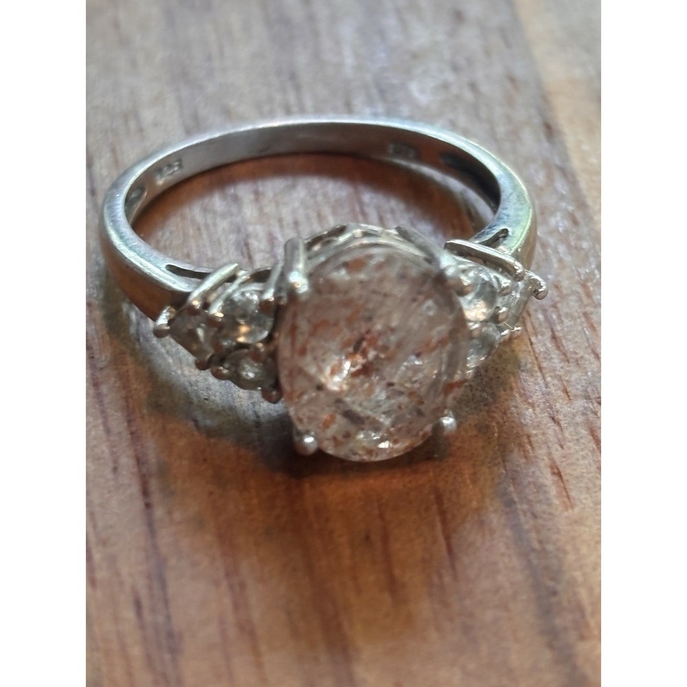 Vintage STS Sterling Silver Natural Sunstone Ring Size 8.75